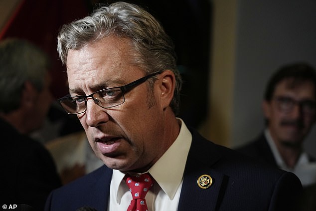 U.S. Rep. Andy Ogles, R-Tenn., speaks to supporters after being declared the winner in his Republican primary on Thursday, Aug. 1, 2024, in Franklin, Tenn.