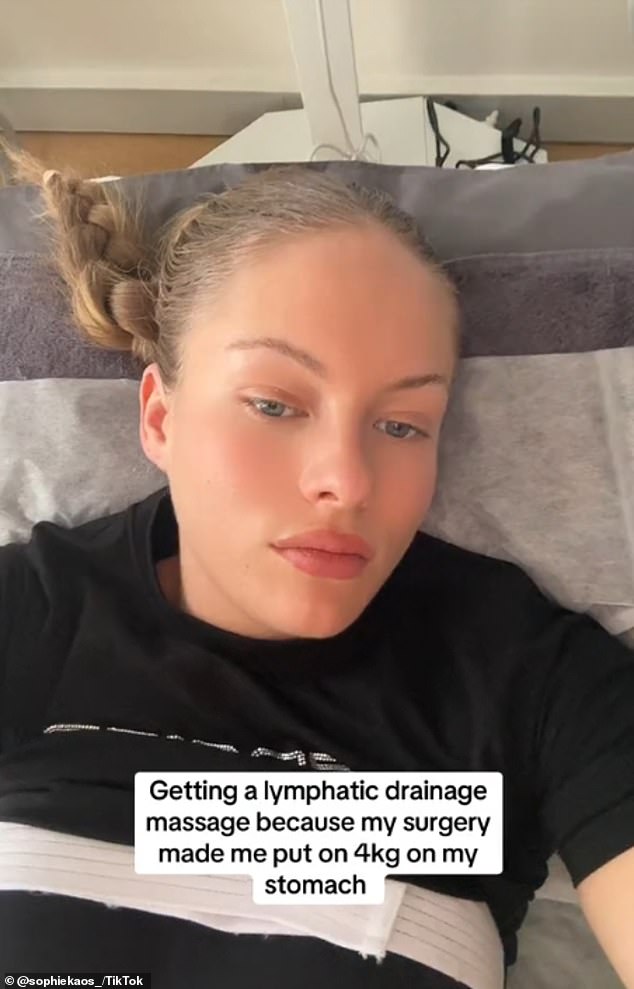 The 26-year-old recently took to TikTok to document her recovery process, revealing that she gained weight as a result of the surgery