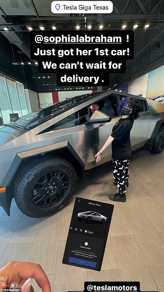 The reality star, 33, bought a $123,000 Tesla Cybertruck Cyberbeast Foundation for the teen - who turns 16 in February - despite Sophia not even having a driver's license yet