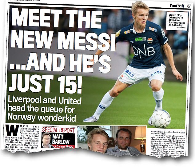 How Mail Sport reported on 15-year-old Odegaard when he played in Norway ten years ago