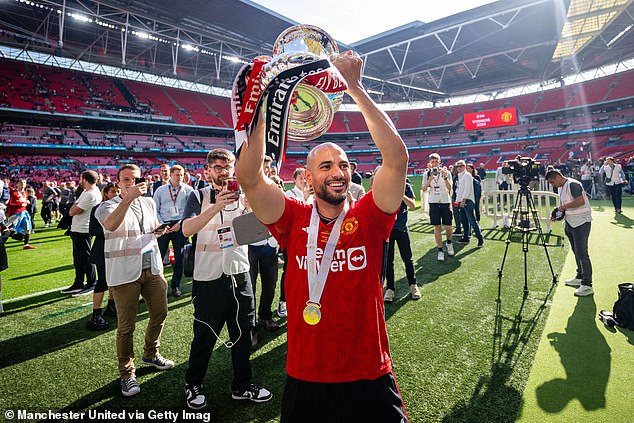 Sofyan Amrabat played the full minutes in the FA Cup final for Man United, as they beat Man City last season