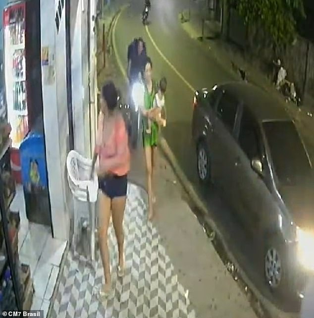 A delivery driver on a motorcycle ran over a woman and her baby on a sidewalk in Manaus, Brazil, on Wednesday. The mother and the girl were treated for injuries at a local medical facility and released