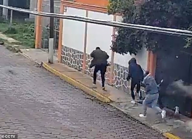 The alleged gang killers were seen on CCTV footage running away after finishing shooting a retired war veteran