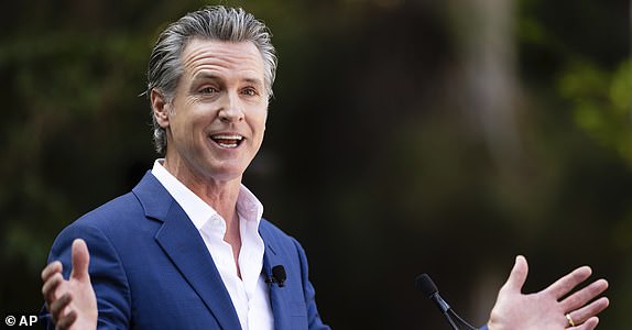 California Gov. Gavin Newsom speaks during the opening ceremony of Panda Ridge, the new enclosure at the San Diego Zoo, Thursday, Aug. 8, 2024, in San Diego. (AP Photo/Derrick Tuskan)