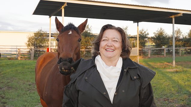 Gina Rinehart couldn't breathe when a horse kept interrupting her speech on camera