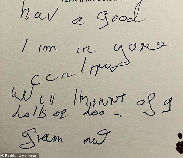 A grandmother's touching yet confusing note has caught the attention of social media after her grandchild asked Reddit for help deciphering the scribbled handwriting