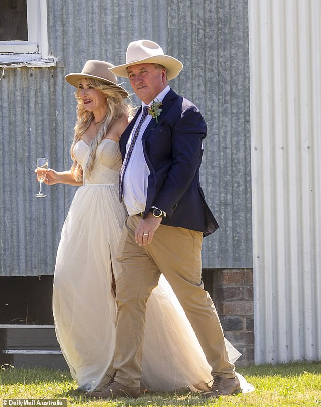 Barnaby Joyce is pictured with Vikki Campion at their wedding in November