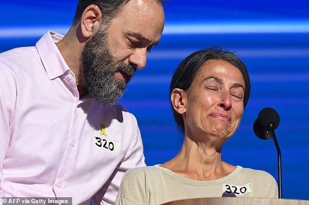 Jon Polin and Rachel Goldberg-Polin, the parents of 23-year-old American hostage Hersh Goldberg-Polin, broke down in tears at the DNC last night as they pleaded with their son to “survive” and called for a ceasefire.