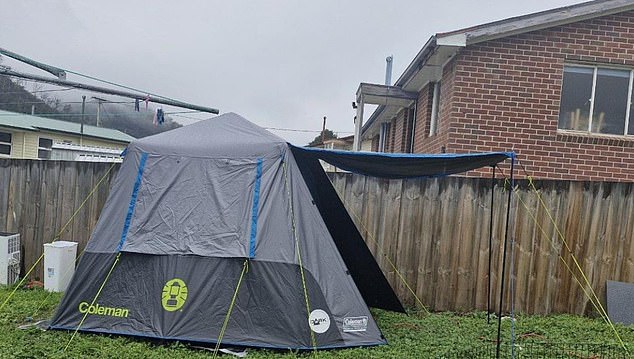 The $125-a-week tent rental advert in the backyard of a Tasmanian man (pictured) has been met with criticism, but the man has defended his actions, saying he wanted to help someone who is struggling.