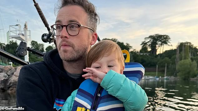 Thomas Gallagher of Michigan was on a family day out with his four-year-old son Auggie a few hours before the sudden brain hemorrhage