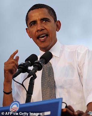 Barack Obama at a campaign rally in October 2008