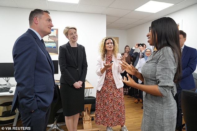 It comes as the government today announced it has added GPs to the Additional Role Remuneration Scheme (ARRS), in the hope that practices will be able to take on 1,000 more doctors this year. Health Secretary Wes Streeting is pictured during a visit to Abbey Road Surgery in north London earlier this month, where he promised to 'fix the front door of the NHS' and shift billions of pounds from hospitals to GP practices.