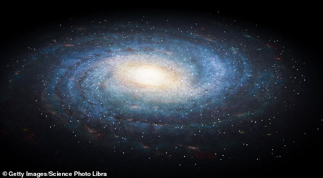 This image of the Milky Way may look like a real photograph, but it is actually just an illustration. It is impossible to photograph our home galaxy in its entirety with current technology.