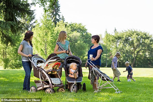 Part of the idealized modern motherhood is having a group of new friends who are in the same boat to hang out with