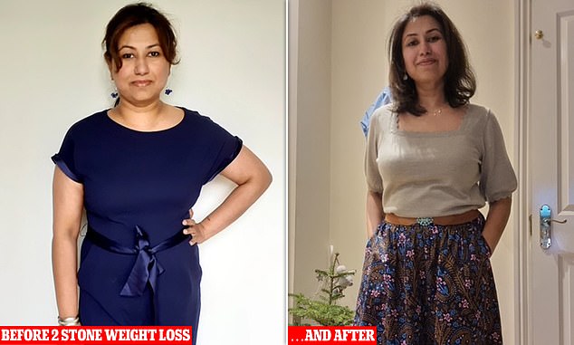 Community worker Faraza Anderson took the most unflattering photo of herself she could imagine, left.  Six months later she had lost weight and her type 2 diabetes was in remission.  Her weight went from 12st 4lb to 10 stone