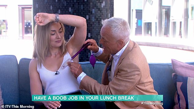 Erin and plastic surgeon Dr Adrian Richards, from iQonic Aesthetics, London, one of the first doctors in the UK to offer the procedure, joined Josie Gibson and Rylan Clark on This Morning on Tuesday