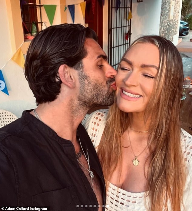 Adam Collard and his pregnant girlfriend, Laura Woods, put on a very loving display as they enjoyed a romantic getaway in Ibiza on Saturday