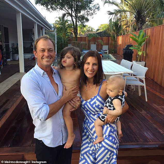 McDonough purchased the original two-bedroom beach house in 2016 with his wife Kristi Townley for $940,000. Pictured with their two children, Leni and Van James