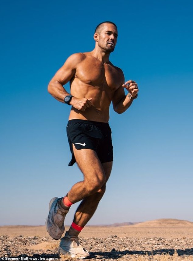 Spencer Matthews, 36, is just one day away from breaking the world record for 'most consecutive marathons on sand' during his epic desert challenge