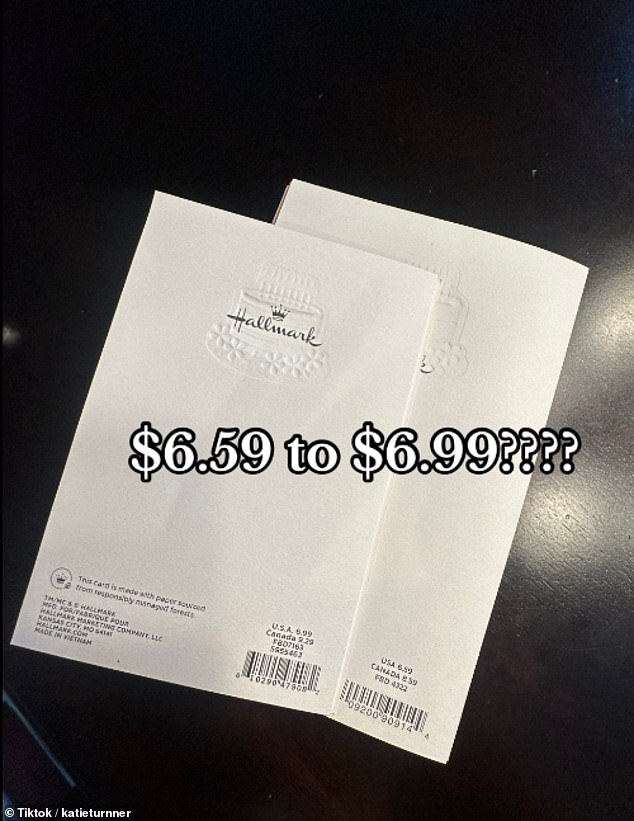 Turner did not disclose where her father purchased the birthday cards, but similar products cost between $1.00 and $20.00 on Hallmark's website