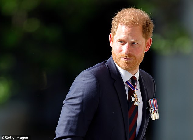 Prince Harry pictured at the Invictus Games Foundation 10th Anniversary Service at St Paul's Cathedral on May 8, 2024 in London