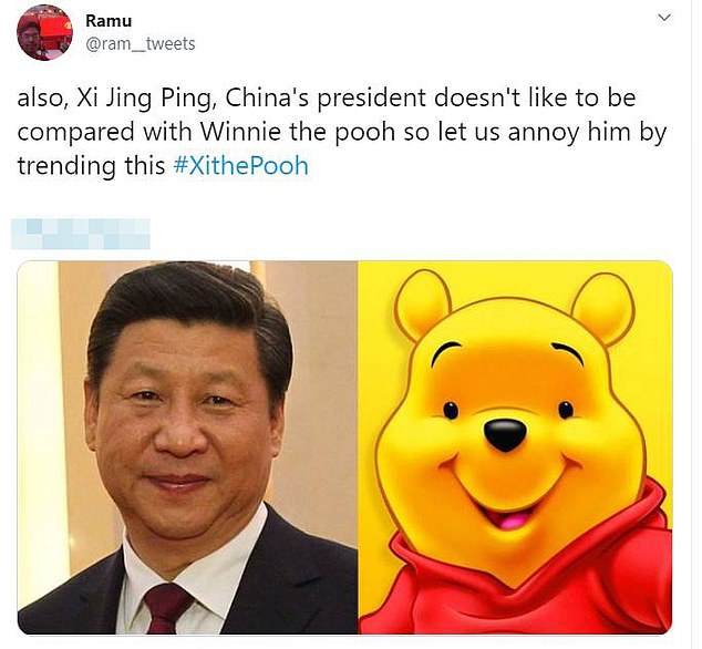 The fictional bear has been banned in China due to a social media trend comparing him to Xi.