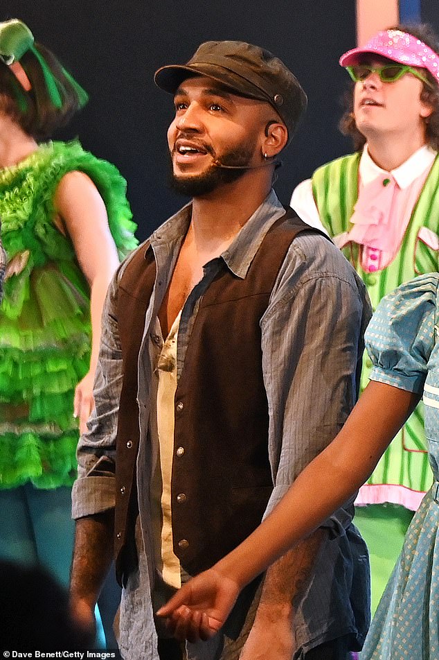 Aston Merrygold, 36, was in high spirits at the gala performance of The Wizard of Oz at the Gillian Lynne Theatre on Sunday as he took his final bow