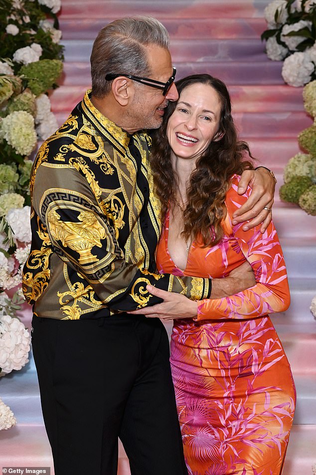 Jeff Goldblum looked more in love than ever as he was joined by his wife Emilie Livingston, whom he married in 2014, at the KAOS photocall in London