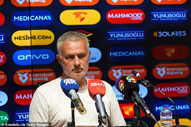 Jose Mourinho pictured during a press conference after Fenerbahce drew 2-2 at Goztepe