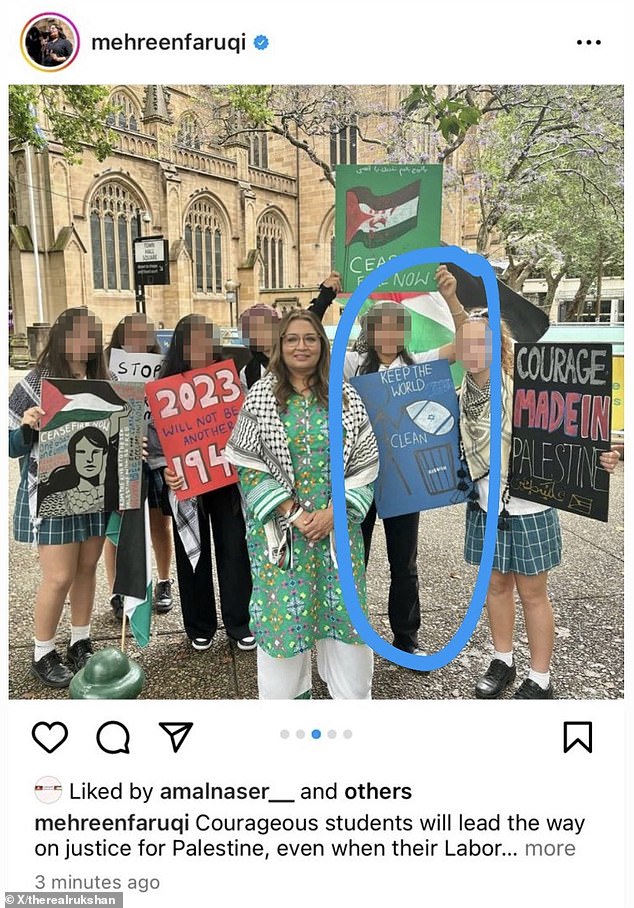 Senator Faruqi poses with student protesters in November. A sign reads 