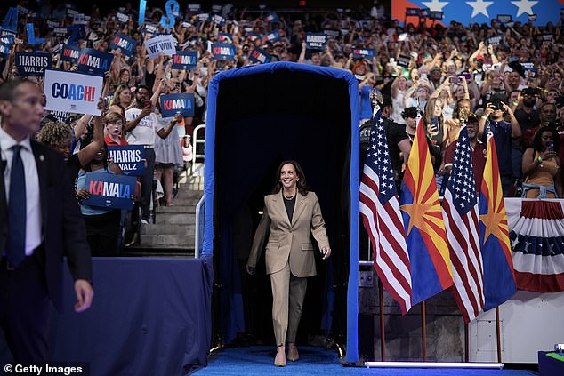 Kamala Harris was with a raucous reception at a rally in Glendale, Arizona on Friday