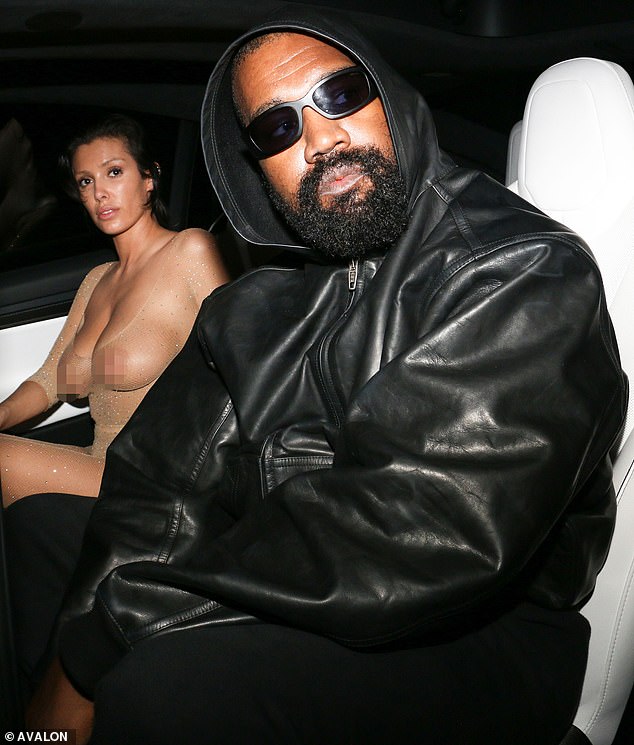 Kanye West's wife of nearly two years, Bianca Censori, put on a racy show during a night out with the rapper in Los Angeles