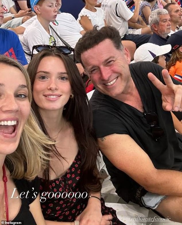 Karl Stefanovic has criticised the French as 'strange and rude' despite being in France enjoying the best that Paris has to offer for coverage of the Nine Olympic Games. Pictured with his wife Jasmine and daughter Willow