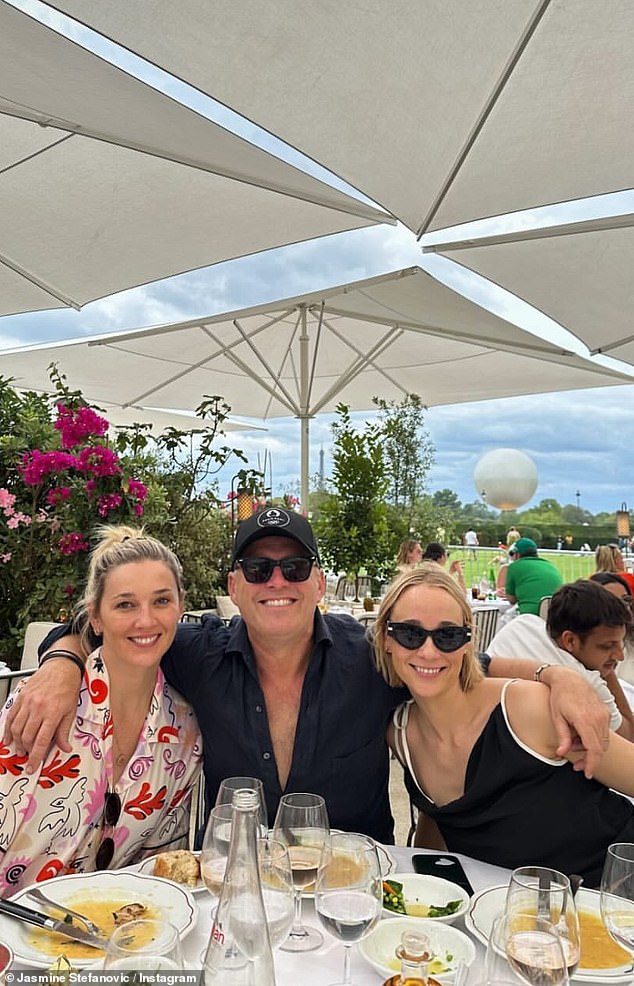 Karl Stefanovic (center) caught up with his nearest and dearest on Sunday. The Today host headed to a fancy lunch with his wife Jasmine (left), sister-in-law Jade Yarbrough (right), who is Jasmine's sister, and his daughter Willow, who snapped the photo