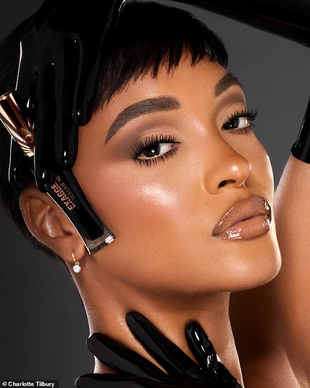 She was joined by supermodel Jourdan Dunn, 33, who is also a regular in Ms Tilbury's campaigns, to promote the launch of her new Exagger-eyes Volume mascara