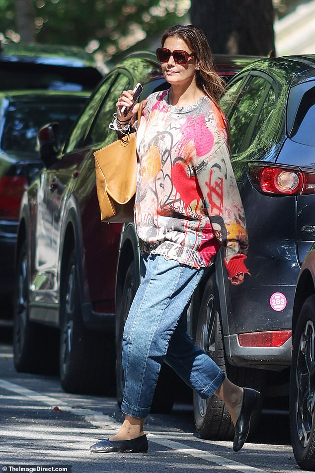 Katie Holmes was spotted in a colorful ensemble in New York City