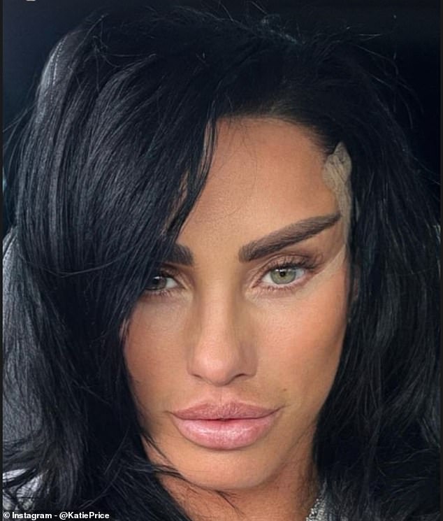 Friday's post comes after Katie revealed she will die during one of her many cosmetic surgeries following a psychic's eerie warning (pictured shortly after her £10,000 facelift)