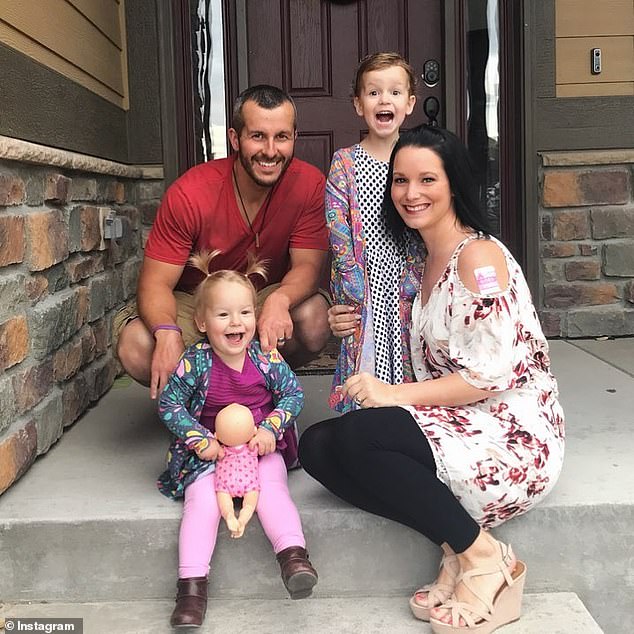 Chris Watts, 36, (pictured top left) strangled his partner Shanann (pictured bottom right), who was 15 weeks pregnant with their son, and strangled his daughters Bella, 4, (pictured top right) and Celeste, 3, (pictured bottom left)