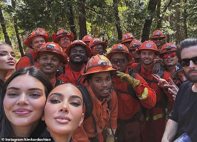 Kim Kardashian and Kendall Jenner recently visited incarcerated firefighters at Pine Grove and Growlersberg Fire Camps. On Friday, Kardashian, 43, shared a series of photos on Instagram of her and her younger sister, Jenner, 28, spending time with inmates at fire camps