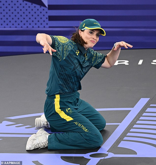 The 36-year-old Australian university lecturer (pictured), whose real name is Rachael Gunn, made headlines for all the wrong reasons last weekend when she scored zero points on all fronts for her breakdancing routine