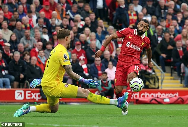 Mo Salah calmly slotted home Liverpool's second goal to secure a 2-0 home win over Brentford