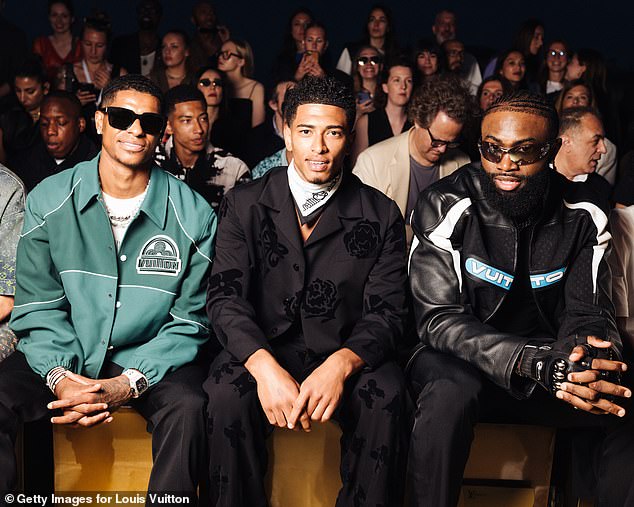 The Real Madrid superstar (center) pictured next to Manchester United forward Marcus Rashford (left) and NBA superstar Jaylen Brown (right) at a Louis Vuitton event in Paris last year