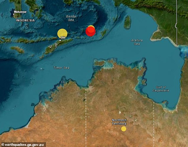 A powerful earthquake measuring 5.9 has been recorded off the coast of Darwin