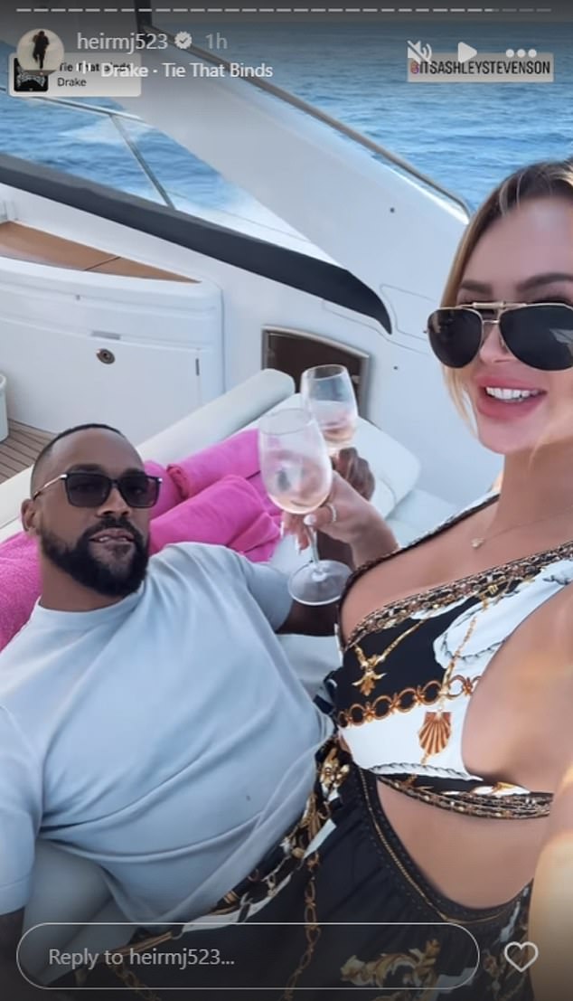 Marcus Jordan enjoyed the sun on a yacht this past weekend with his new girlfriend Ashley Stevenson