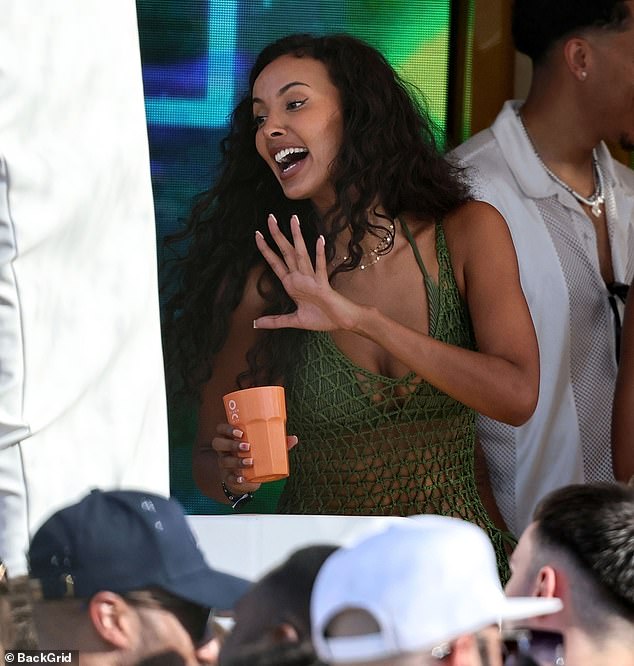 The Love Island host looked sensational as she partied in the sunshine after flying her girlfriends to the Balearic island in a private jet to celebrate the milestone