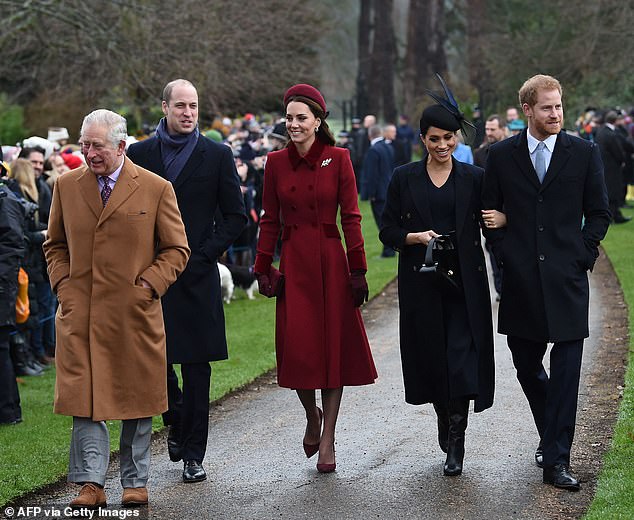 The Prince and Princess of Wales and The Duke and Duchess of Sussex and King Charles were photographed at Sandringham on Christmas Day in 2018