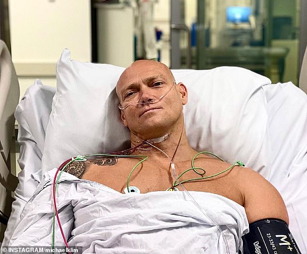 The 46-year-old swimming legend was diagnosed with chronic inflammatory demyelinating polyneuropathy (CIDP) in 2020 (he is pictured earlier in the hospital)