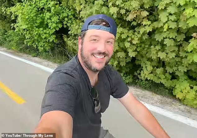 Travel vlogger Josh (pictured) took a trip to Mackinac Island in Michigan with his father and shared his insider experiences of the completely car-free island