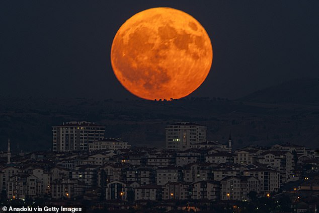 Experts say there will be three more supermoons this year in September, October and November. In the photo the supermoon over Ankara, Turkey