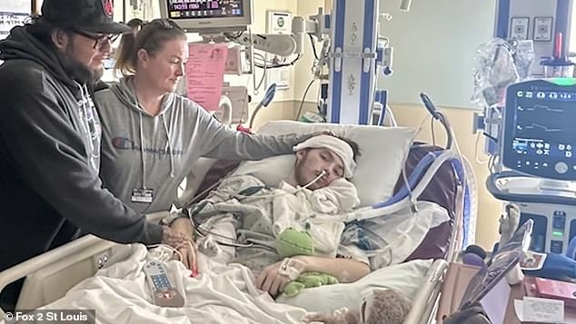 John Proctor VI is on a ventilator to help him breathe after being diagnosed with West Nile virus. His parents, John Proctor V and his mother are at his bedside